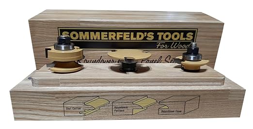 Sommerfeld 3 Piece Woodworking Glass Panel Roundover Door Set 1/2-Inch Shank for Glass Cabinet Doors on The Router Table