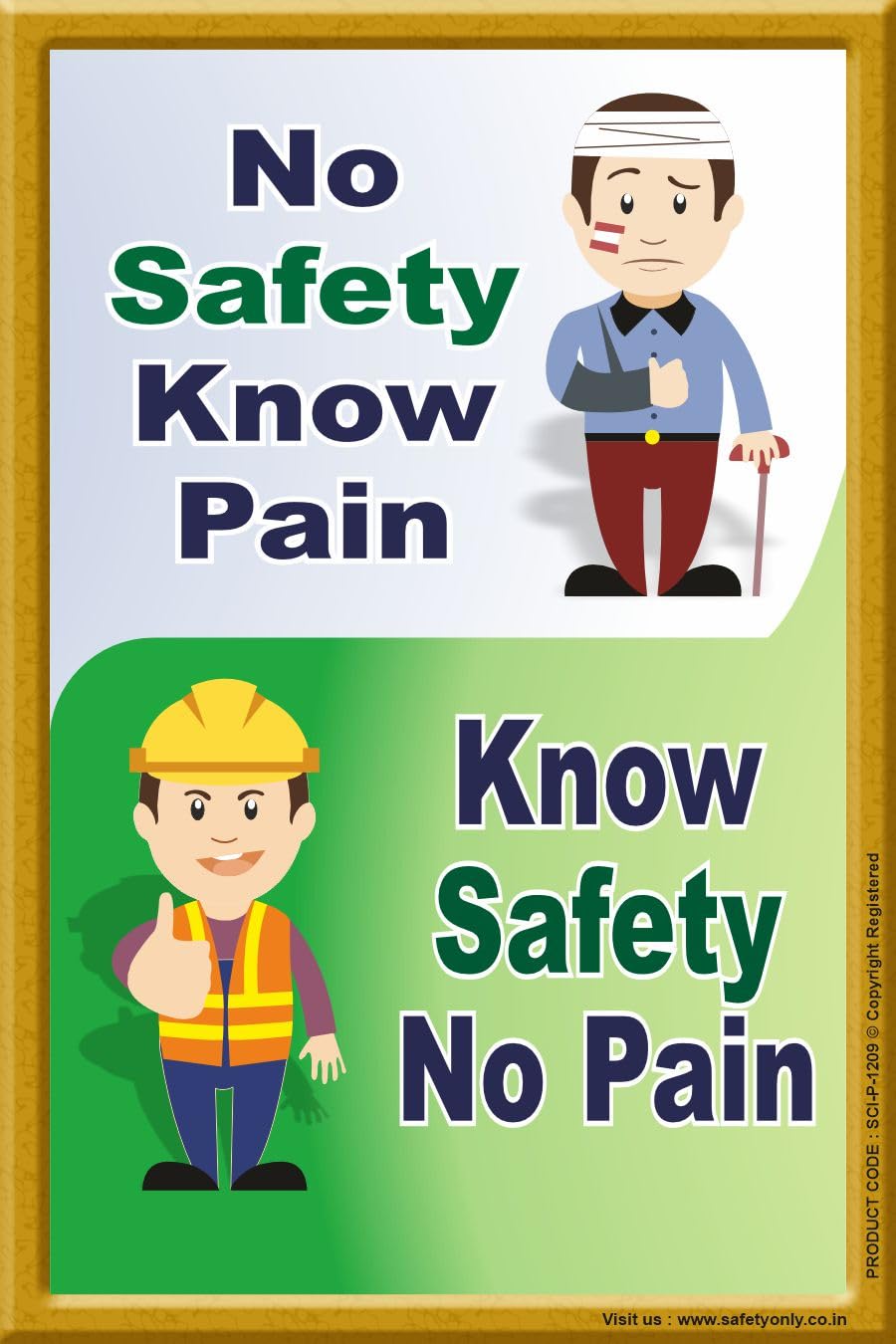 Workplace Safety Motivation Wall Art Poster – “No Safety, Know Pain/Know Safety, No Pain” – Educational Wall Art for Factory, Office, Warehouse & Training Rooms (Eco Vinyl, 2x3 Feet)-image-41