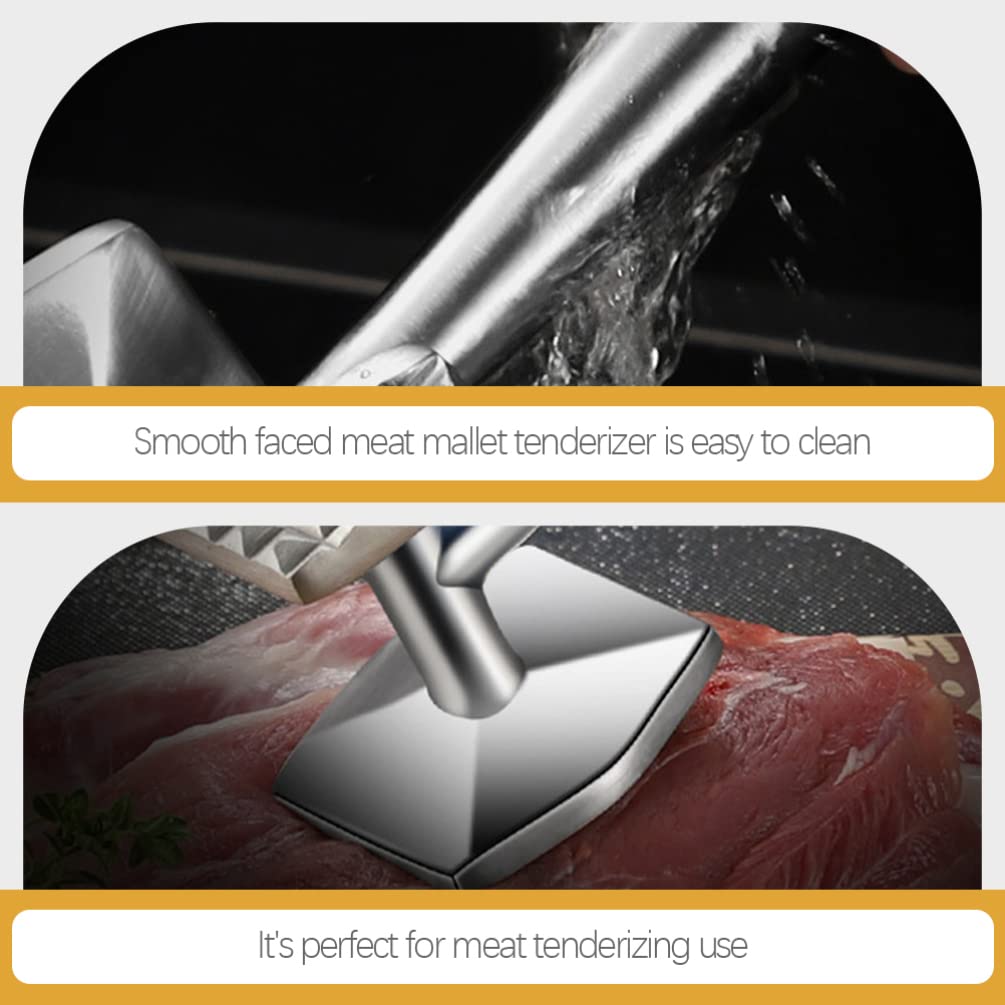 Garneck Martello per Carne in Acciaio Inox Batticarne Manico Ergonomico Utensile per Ammorbidire Bistecche Pollo Pesce e Frutta Secca