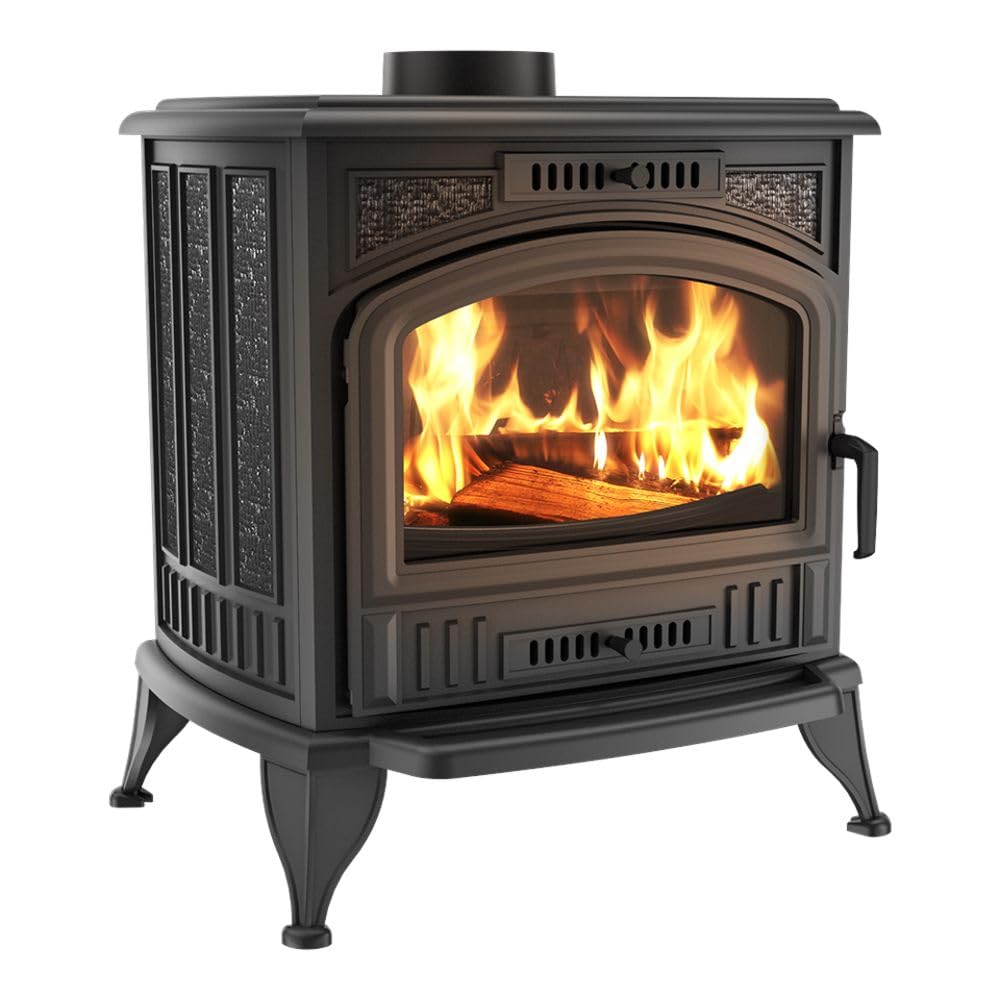 KRATKI KOZA K6 Stufa a legna in ghisa 8 kW Ø130 mm, gamma 7-11 kW – certificata ECO-design classe energetica A – stufa economica per ambienti rustici o tradizionali, stile vintage scandinavo