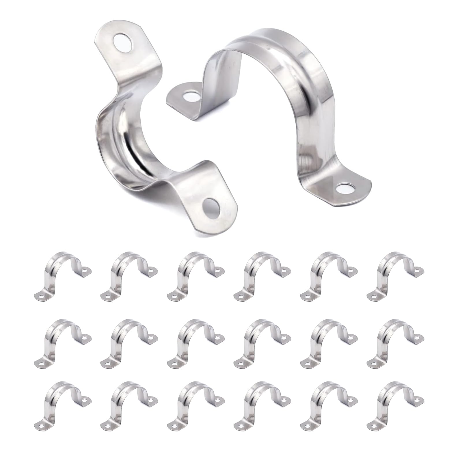 SUPERFA 20Pcs 35mm U Shaped Pipe Strap Clamps, 304 Stainless Steel Hose Wall Clips for Water and Gas Pipes