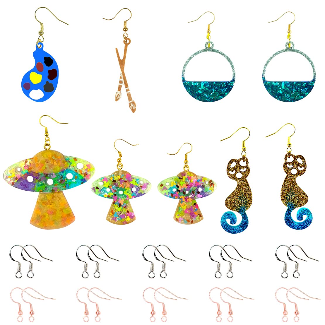 Moule Resine Epoxy à Chat Moules Bijoux Silicone à Boucles D'oreilles