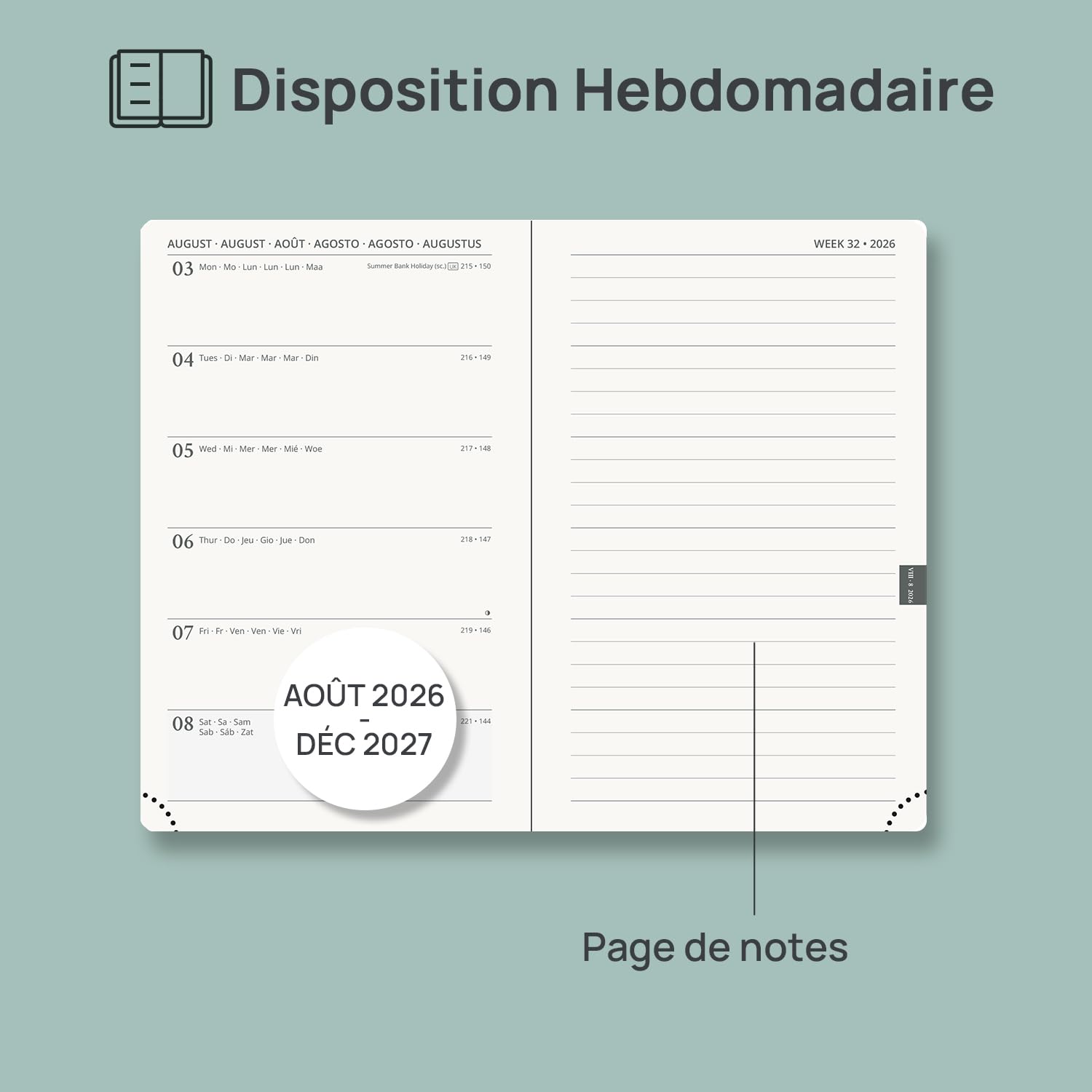 POPRUN Agenda De poche 2026 2027 A6 Semainier 16 x 10,5 cm Couverture Souple PU Cuir Papier 80g/m² Magenta