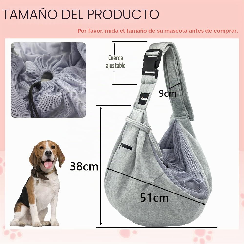 NATUYA Transportador de Perro con Bolsa de Red para Transportar Perros, Gatos, Bolsa para Mascotas Manos Libres, Bolsillo de Red con Hebilla (Negro)