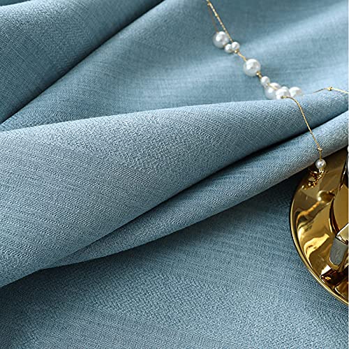 Cotton Linen Blue Blackout Curtain Stripes Pencil Pleat Curtains 2 Panels for Kitchen Bedroom Livingroom Kids Room,W170xL190cm - Image 4
