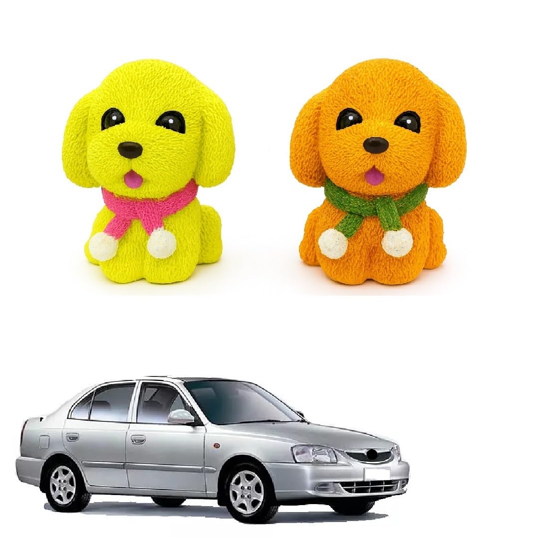 Cute Car Dashboard Puppy Dolls – Anti-Slip Bobble Head Dog Figurines for Car Interior Decoration | Adorable Puppy Ornaments for Accent (Set of 2)