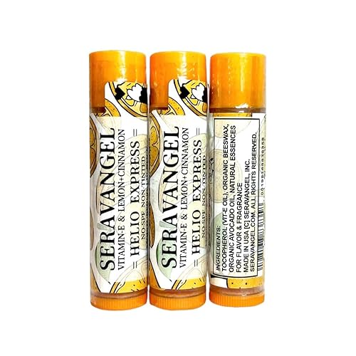 SERAVANGEL Helio Express - Bálsamo hidratante para labios, vitamina E, sabor a limón + canela, cera de abejas, 100% natural, sin SPF, sin tinte,