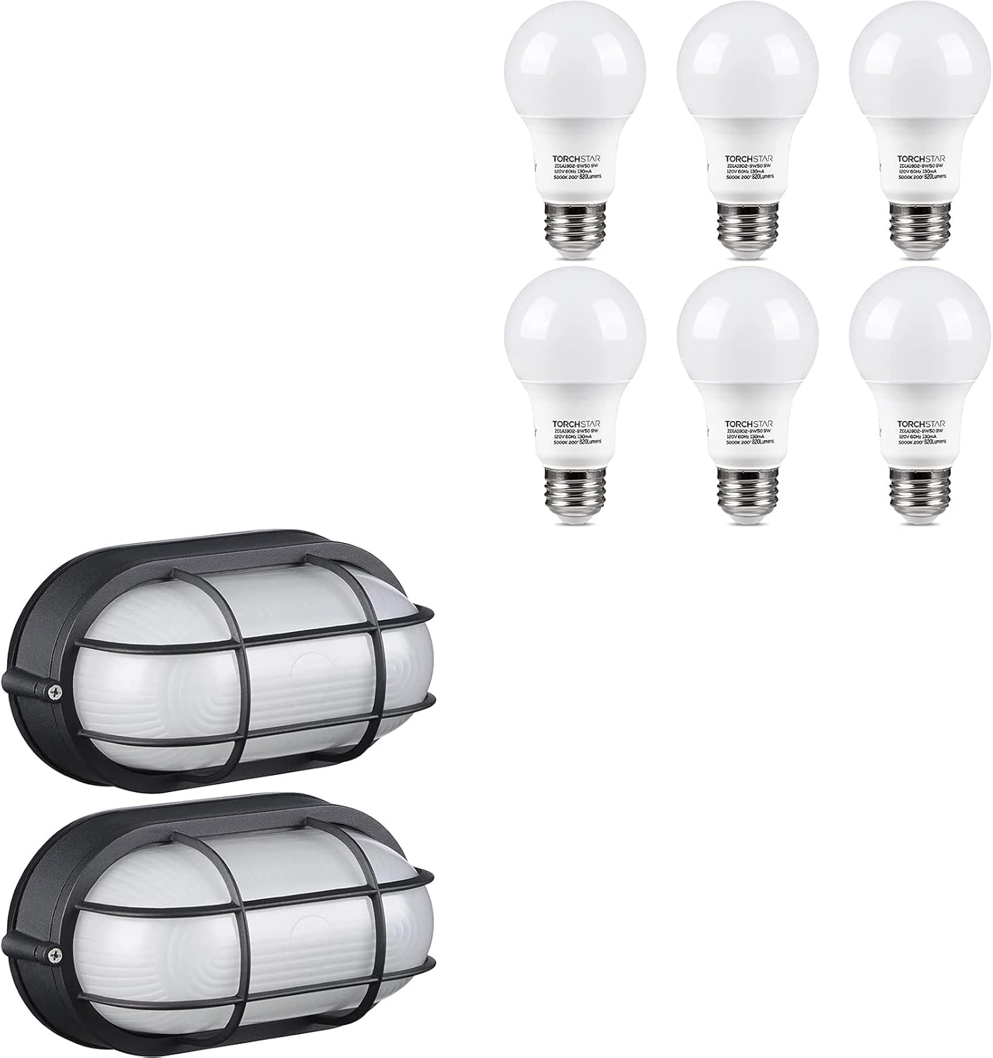 LEONLITE Bulkhead Light Bundle A19 LED Light Bulbs, 2Pack Outdoor 8.5