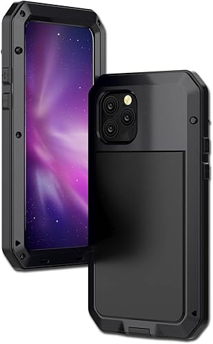 Benvisko Funda para iPhone 14 Pro Tank113 carcasa de metal resistente a los golpes protector de pantalla de vidrio integrado funda protectora de