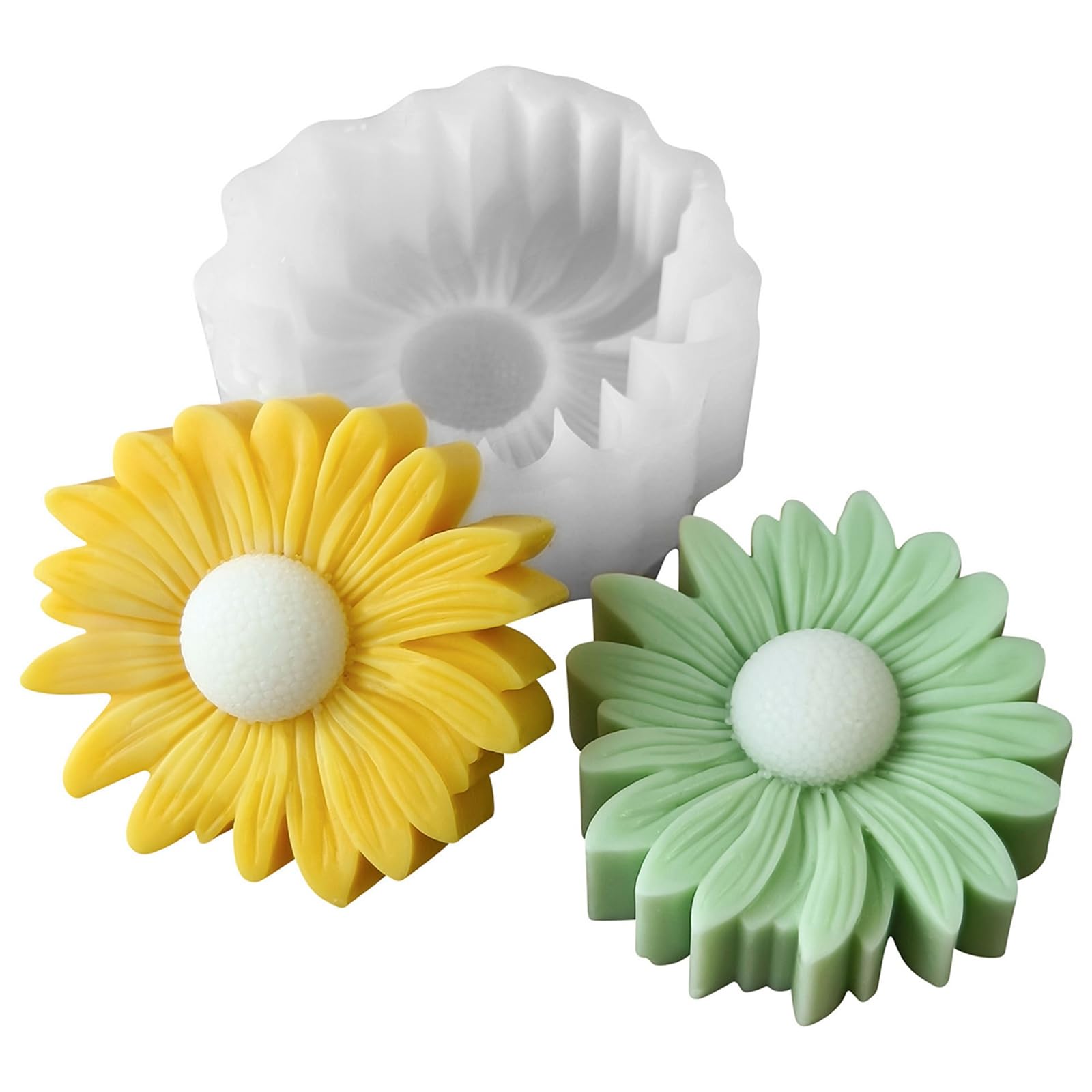 UR URLIFEHALL 2 Pcs Silicone Flower Candle Moulds Daisy Floral Resin Casting Moulds for Aromatherapy Candles Craft Soap Ornaments Home Decor