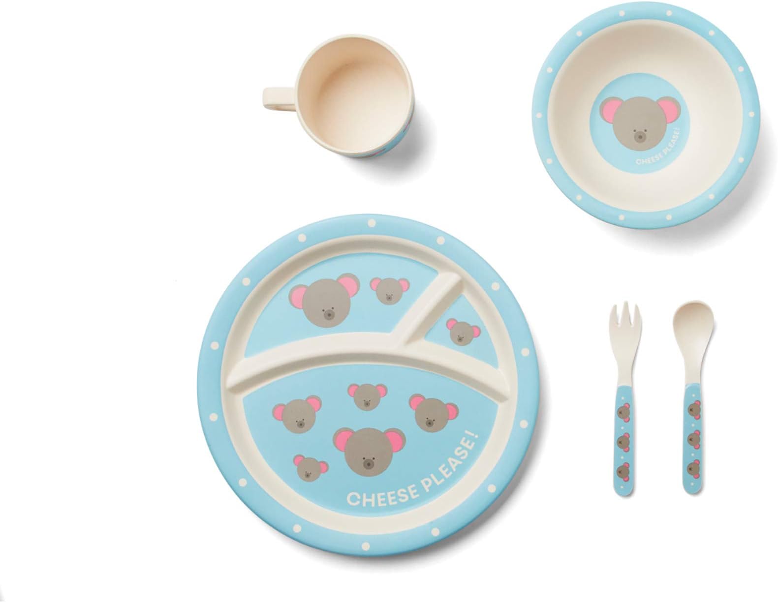 Red Rover Bamboo Kids' Dinner Set, 2.75 x 11 x 10.25 inches, Blue