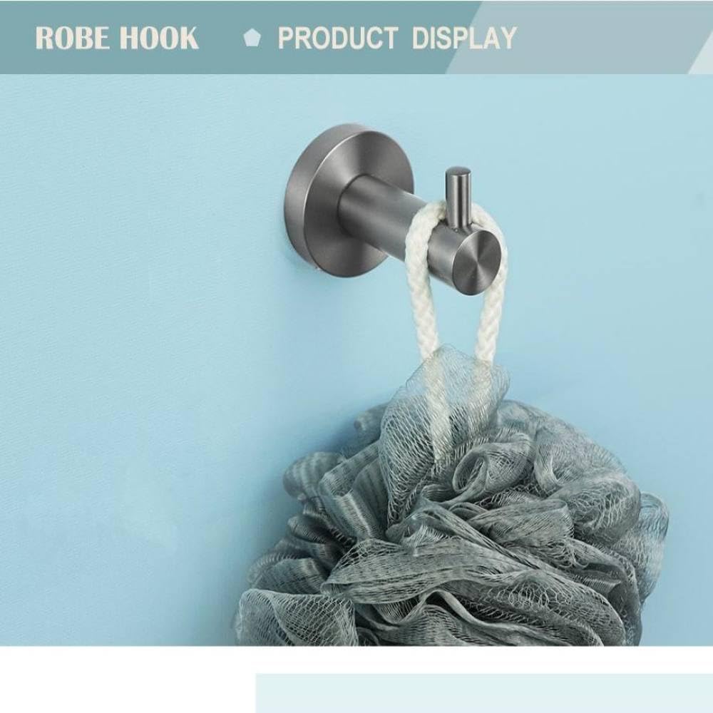 Toallero de Acero Inoxidable Gris Mate para baño, Soporte para Papel higiénico, Taza Individual, Cepillo para Inodoro, Juego de toallero con Gancho para Bata, Juego de 4 Piezas B