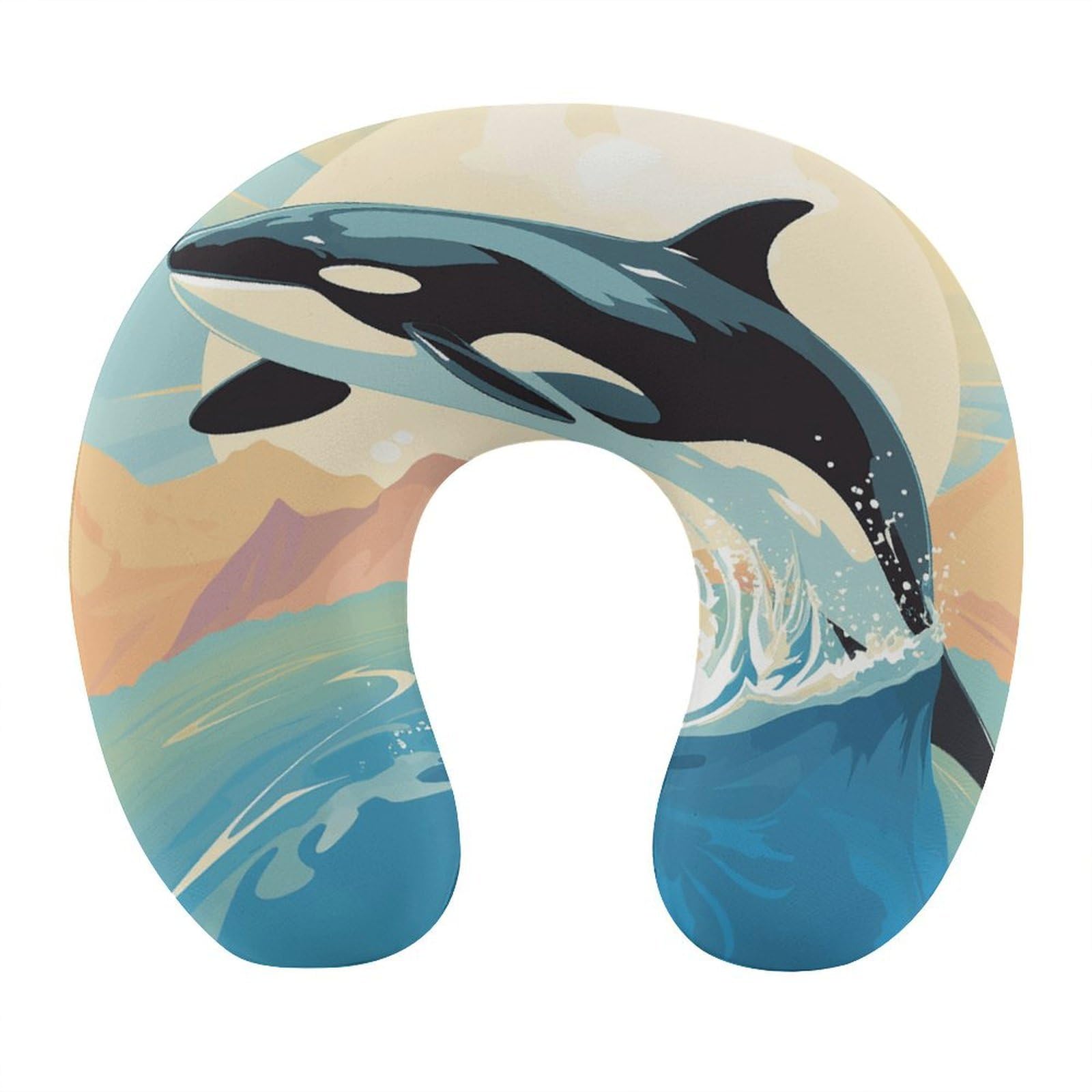 VstaDank Orca in The Sea Neck Pillow Soft Comfortable Travel U Shaped Pillows Portable Pillows for Shoulder Memory Foam Head Support Pillow for Airplane Car Home Office