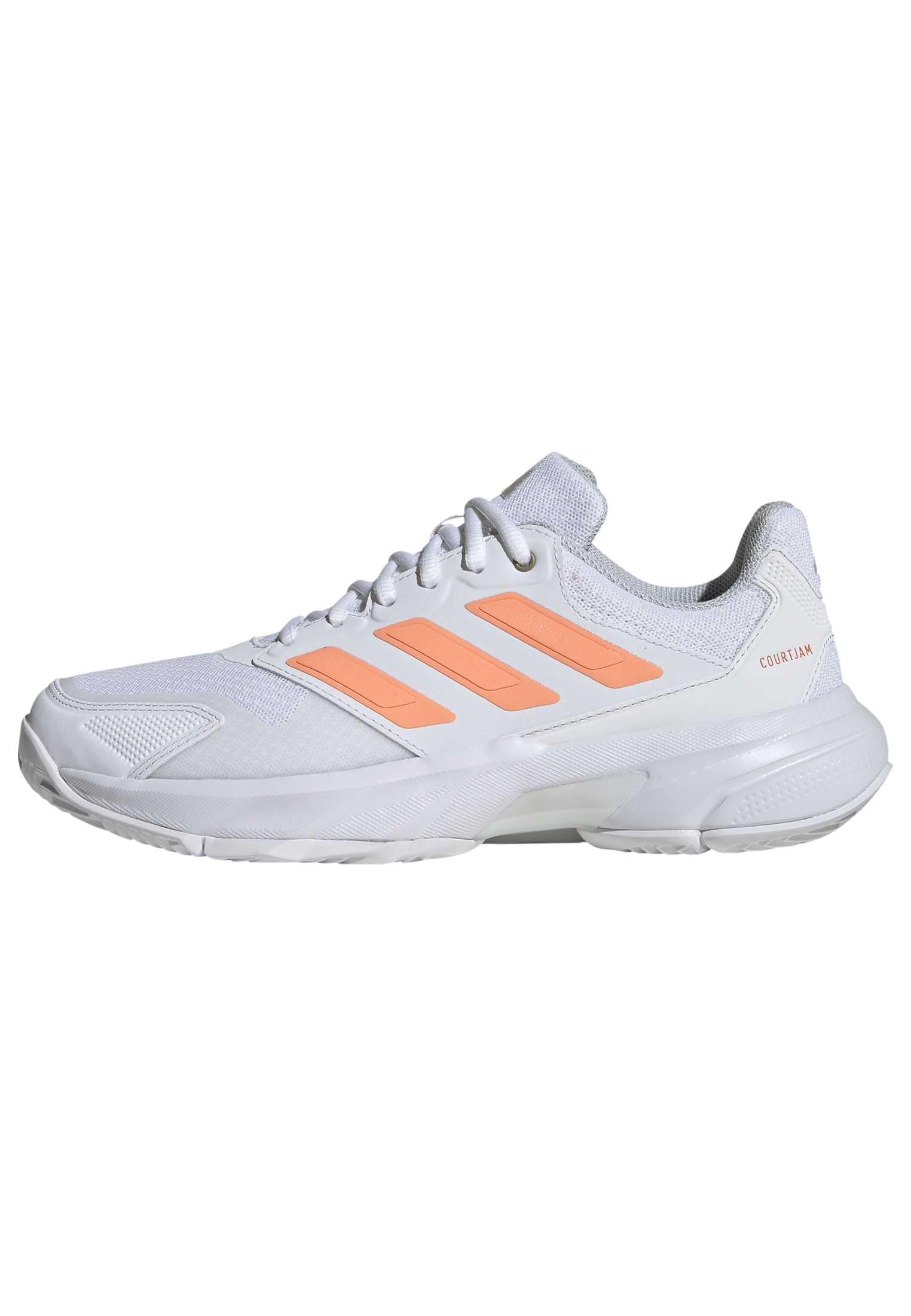 adidas Women's Courtjam Control 3 Tennis Shoes, FTWR White/Beam Orange/Crystal White, 6.5 UK