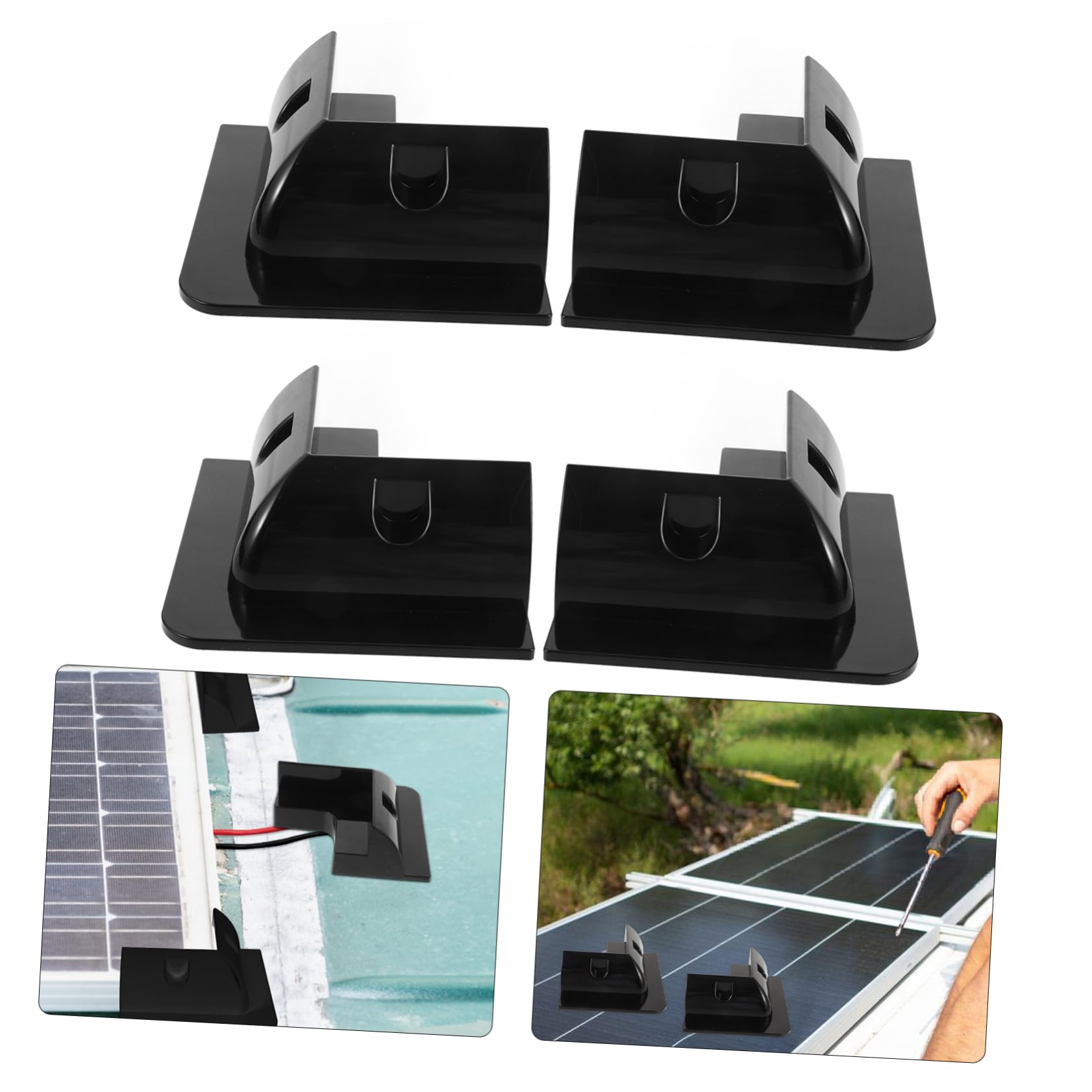 Soporte de Panel Solar para Autocaravana 4 Piezas Abs Negro | Montaje sin Perforación, para Panel Solar en Camper y Rv, Flujo de Aire Adecuado y Estructura Resistente
