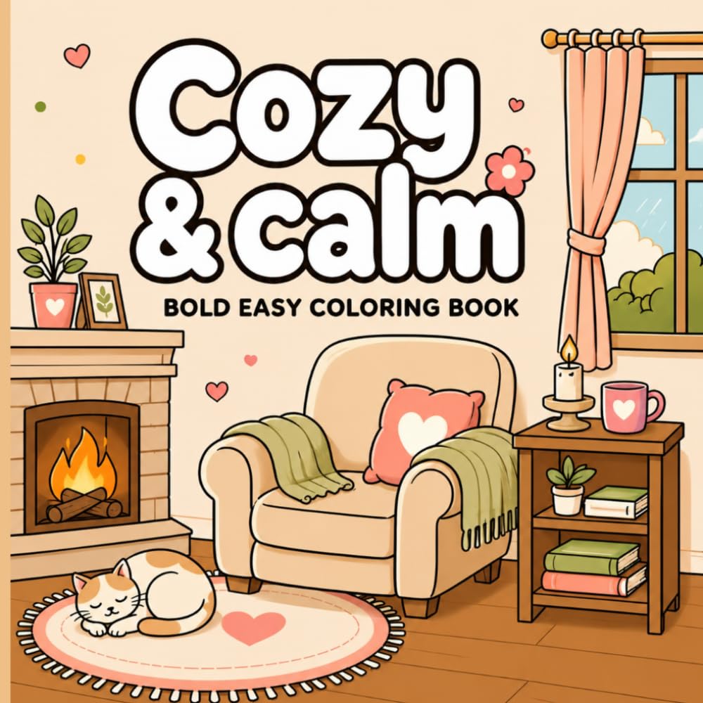 Cozy & Calm Coloring Book for Adults: Bold & Easy Designs for Stress Relief, Relaxation, and Cozy Everyday Moments