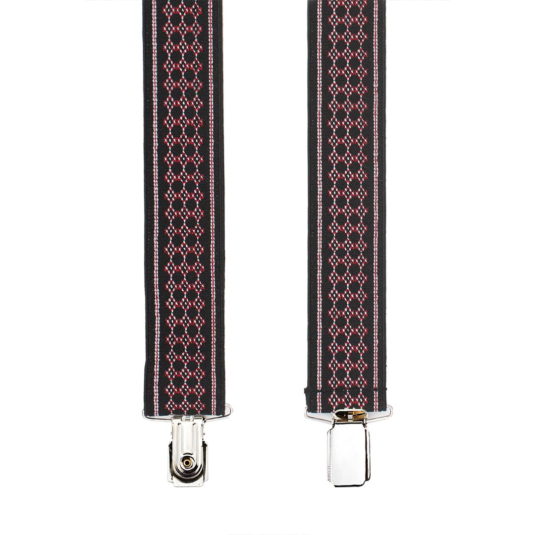 Peluche Honeycomb Black Coloured 3.5cm Strap Width Elastic Suspenders for Men 4