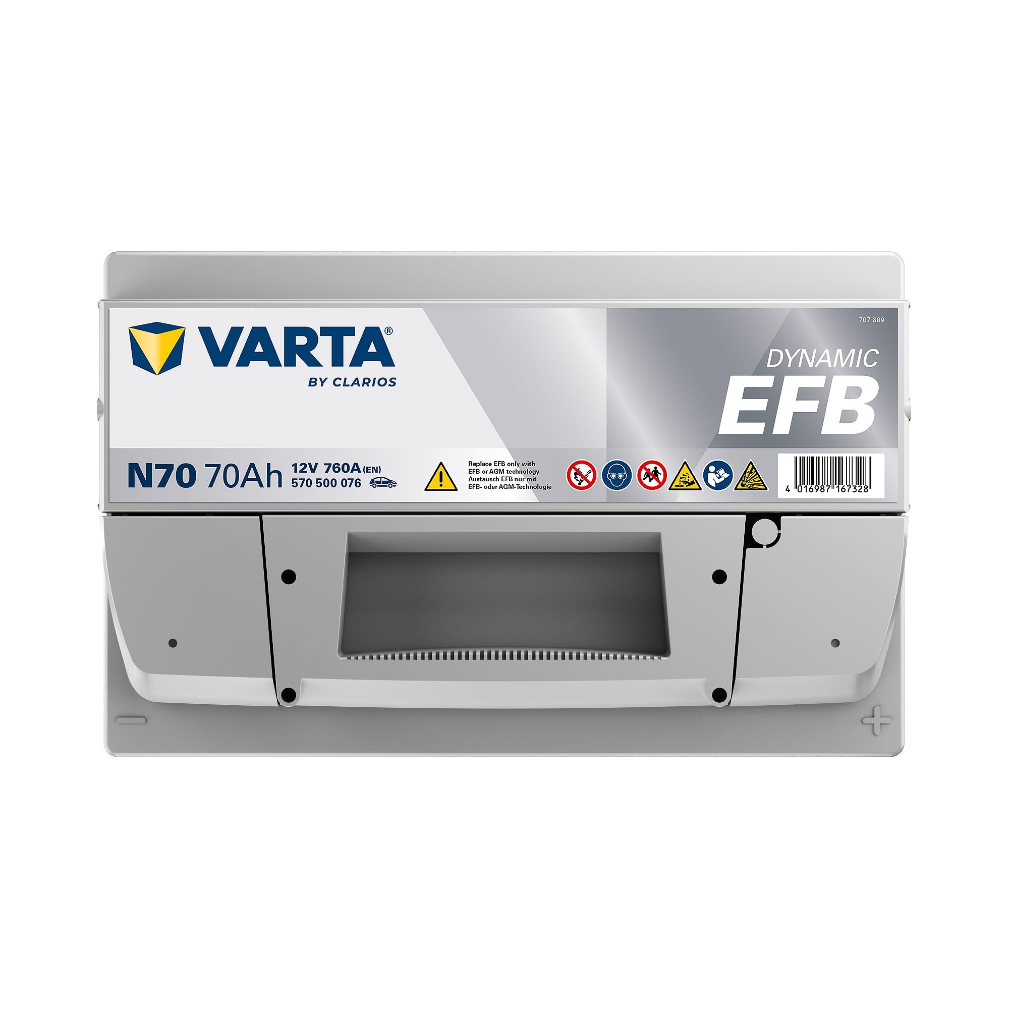VARTA Batterie 70, Ah 760, A/EN 570500076K262 L 278mm B 175mm H 190mm Compatible avec VW Golf VII 3/5 portes 5G1, BQ1, BE1, BE2 Golf VI 3/5 portes 5K1 Polo V 3/5 portes 6R1, 6C1 Tiguan I 5N