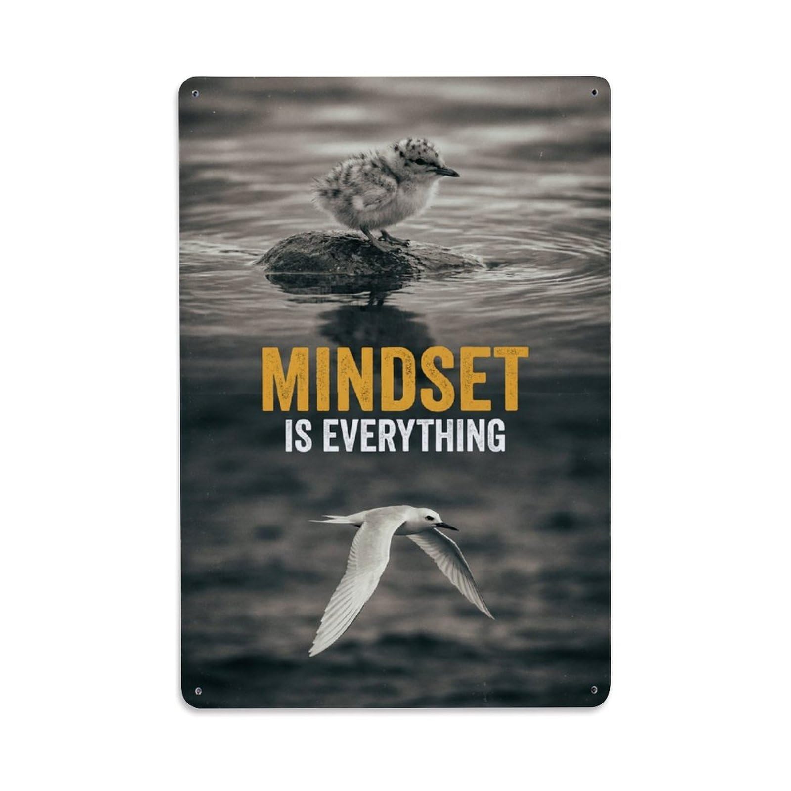 Metal Tin Sign Mindset Is Everything Tern Animal Motivation Quote
