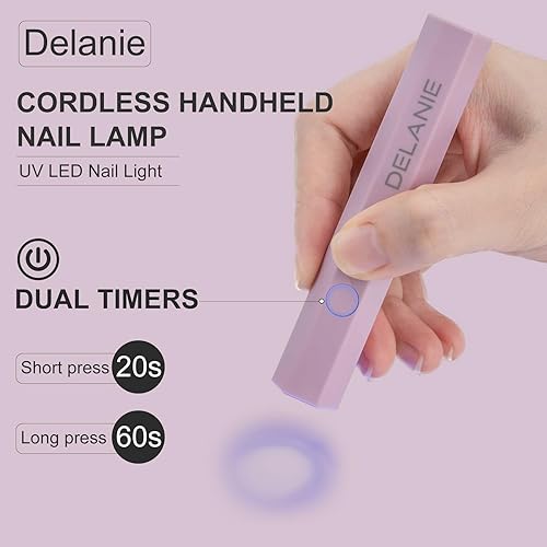 Miniatura 2 de Delanie Luz UV de mano para uñas de gel, recargable portátil inalámbrica, mini lámpara de uñas LED UV, pequeña lámpara de secado de uñas para uñas