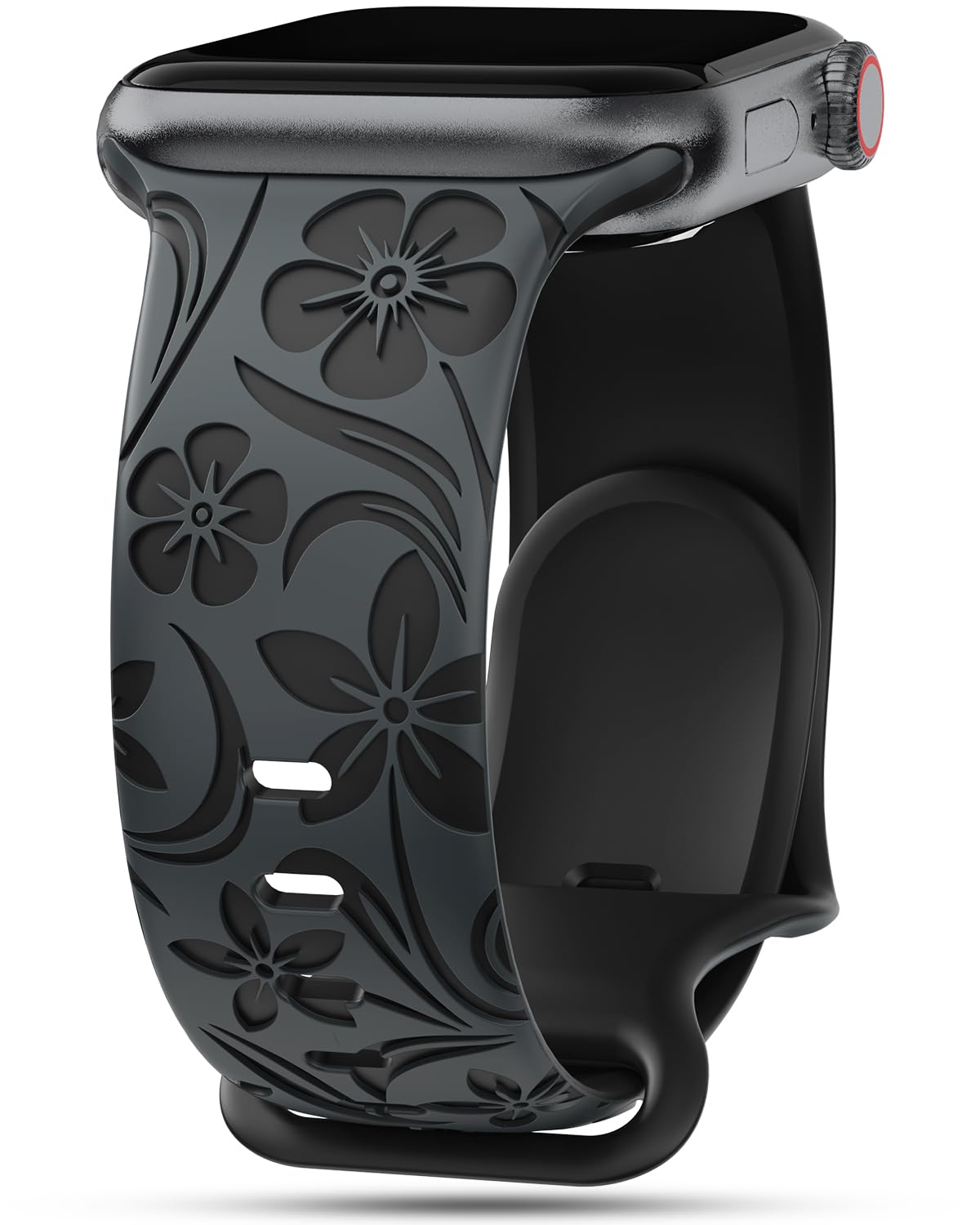 Flower Engraved Band Compatible with Apple Watch Bands 44mm 40mm 45mm 41mm 38mm 42mm 49mm for iWatch Band Series 9 Ultra 8 7 6 SE 5 4 3 2 1 Women