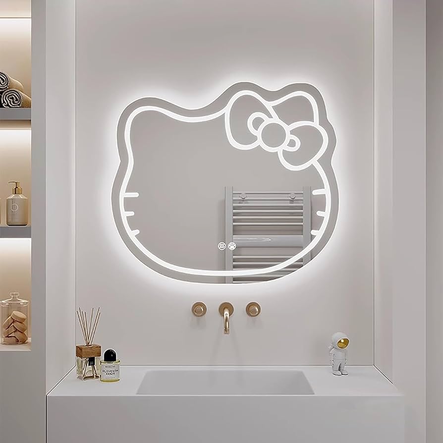 ハローキティ ネオン　ミラー　かわいい　インテリア　壁掛け　鏡　ライト ハローキティ ネオンライトミラー 壁掛けミラー 鏡 - メルカリ