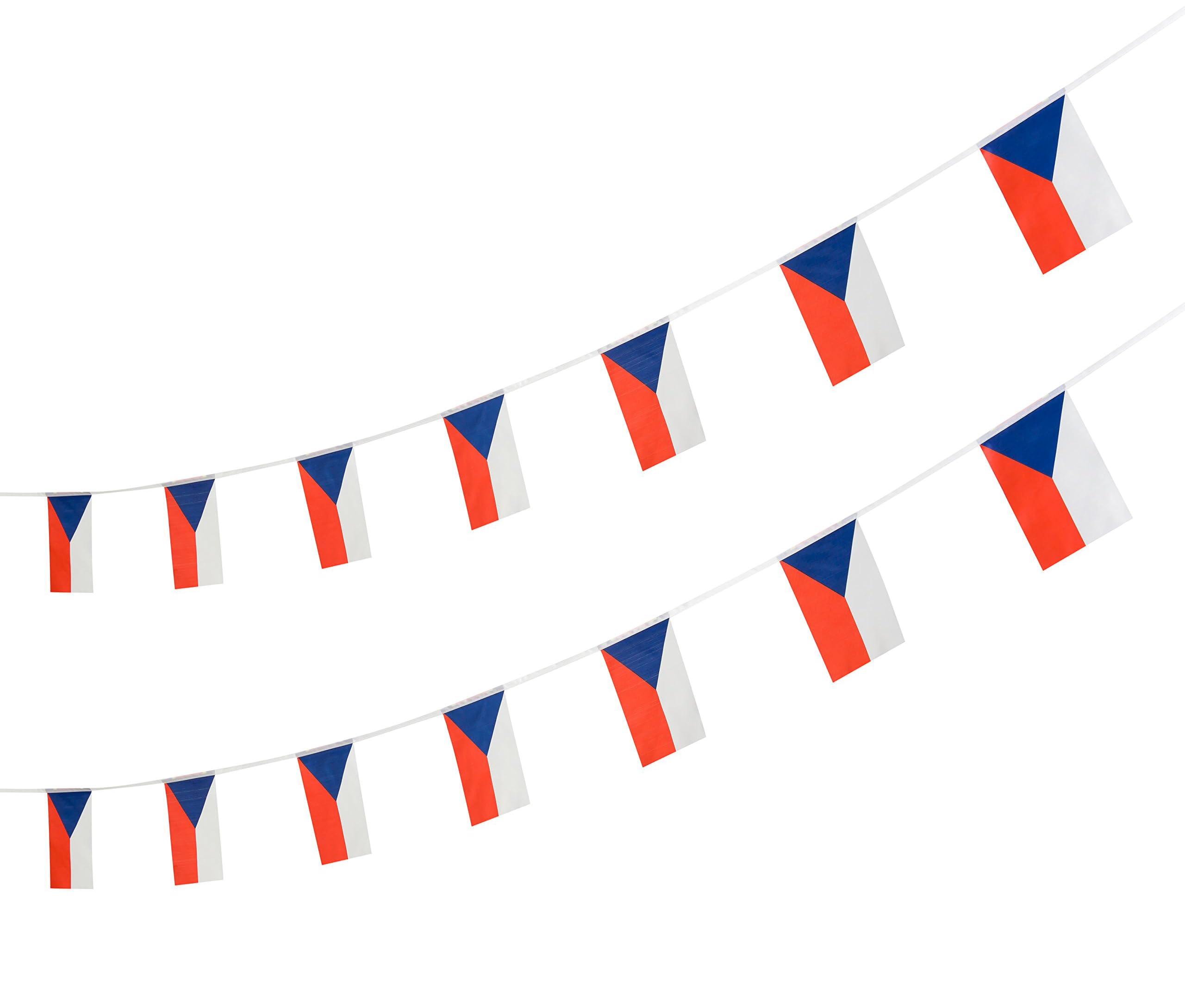 Czech Republic Czechs String Flag Banner, 16 ft 20 Mini Flags, 5.5 x 8.2 Inch, Polyester, Straight, Red, White, Blue