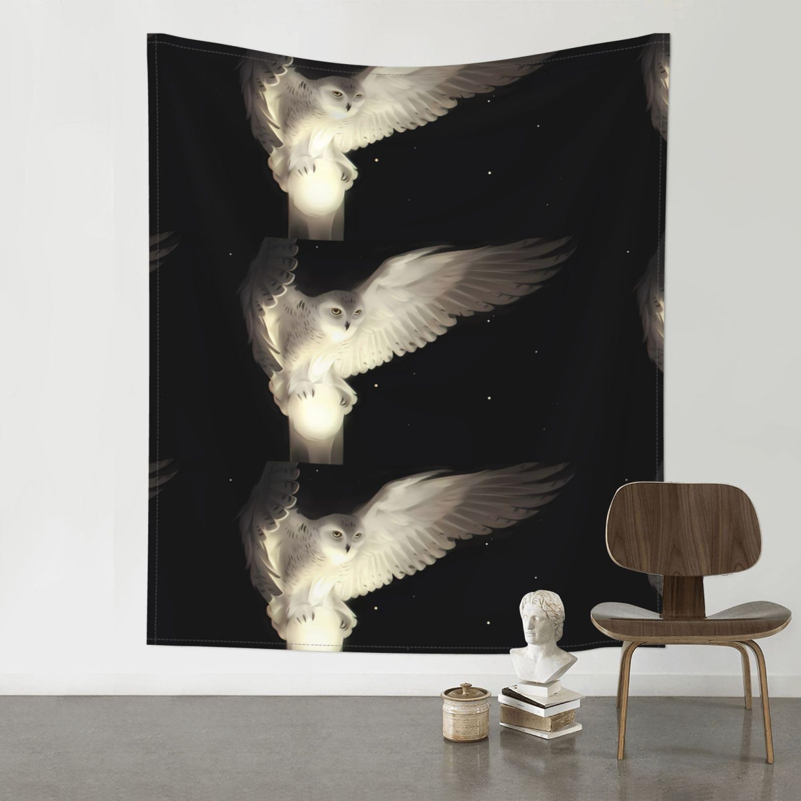 YYHHAOFA White Owl Prints 60x51in Wall Tapestry Boho Chic Dorm Decor & Beach Throw Blanket