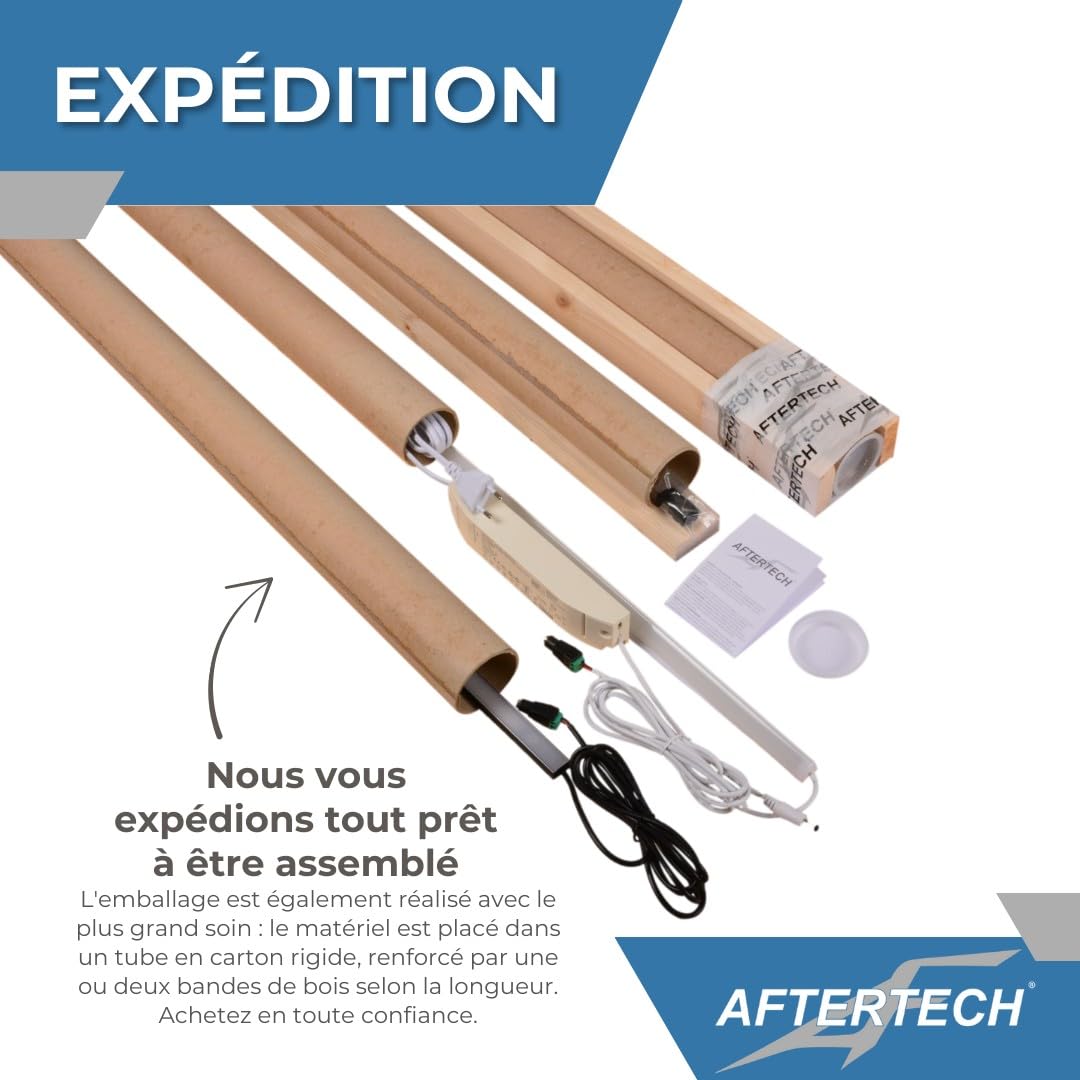 AFTERTECH - Barre LED Profilé Aluminium d'Angle Noir FABRIQUÉ SUR MESURE au centimètre de 20 à 300cm en une SEULE pièce - LUMIÈRE PUISSANTE 19,2w/m 180led/m - PERSONNALISABLE