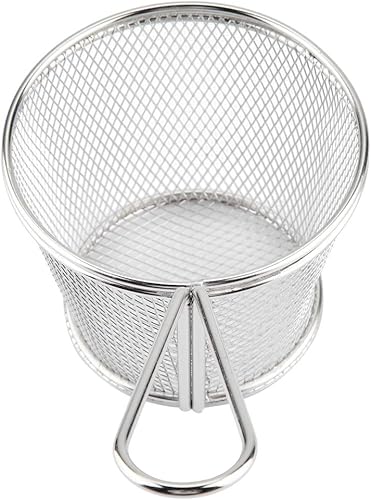 Miniatura 9 de Mini cesta para freír papas fritas, cesta de malla de alambre de acero inoxidable de 4 pulgadas para el hogar, cocina, colador de alimentos, papas