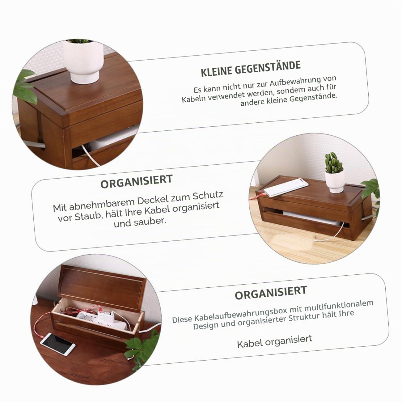 Kabelorganisatorbox für Schreibtisch Stecker Organizer Kasten und Aufbewahrungsbehälter für Kabel mit Abnehmbarem Deckel Wärmeableitung