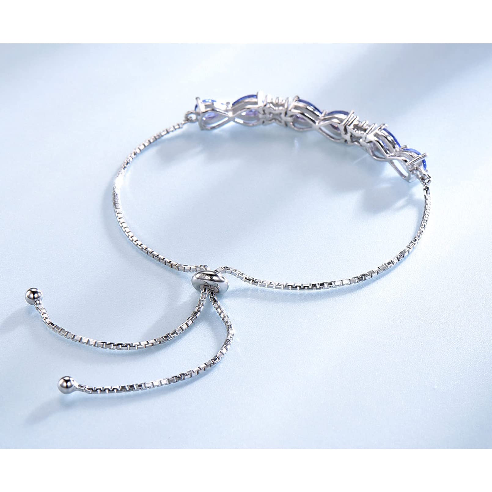 Damenarmband 925 Sterling Silber Armband Damenarmband Damen Tansanit Verstellbares Armband Weiblicher Schmuck Geschenk