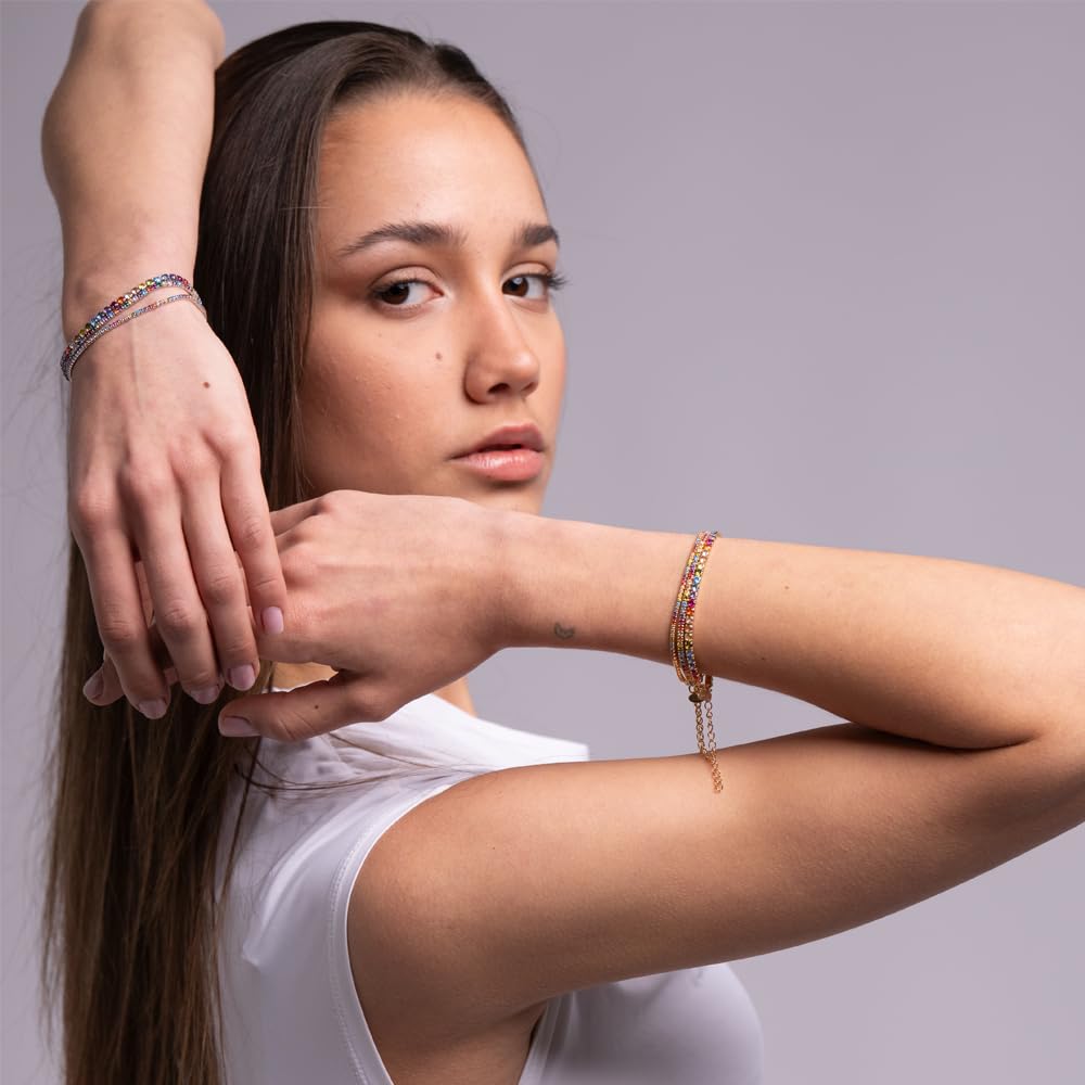 Tennisarmband aus 925er Sterlingsilber mit 5A Zirkonia, eleganter verstellbarer Damenschmuck - raffinierte Geschenkidee mit luxuriöser Verpackung - Made in Italy Qualität