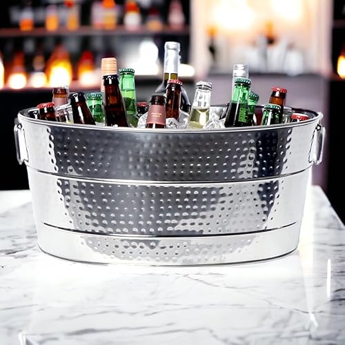 Miniatura 4 de BREKX Aspen - Bañera personalizada de metal para fiestas de acero inoxidable para hielo y bebidas, enfriador de bebidas para bodas, aniversarios,