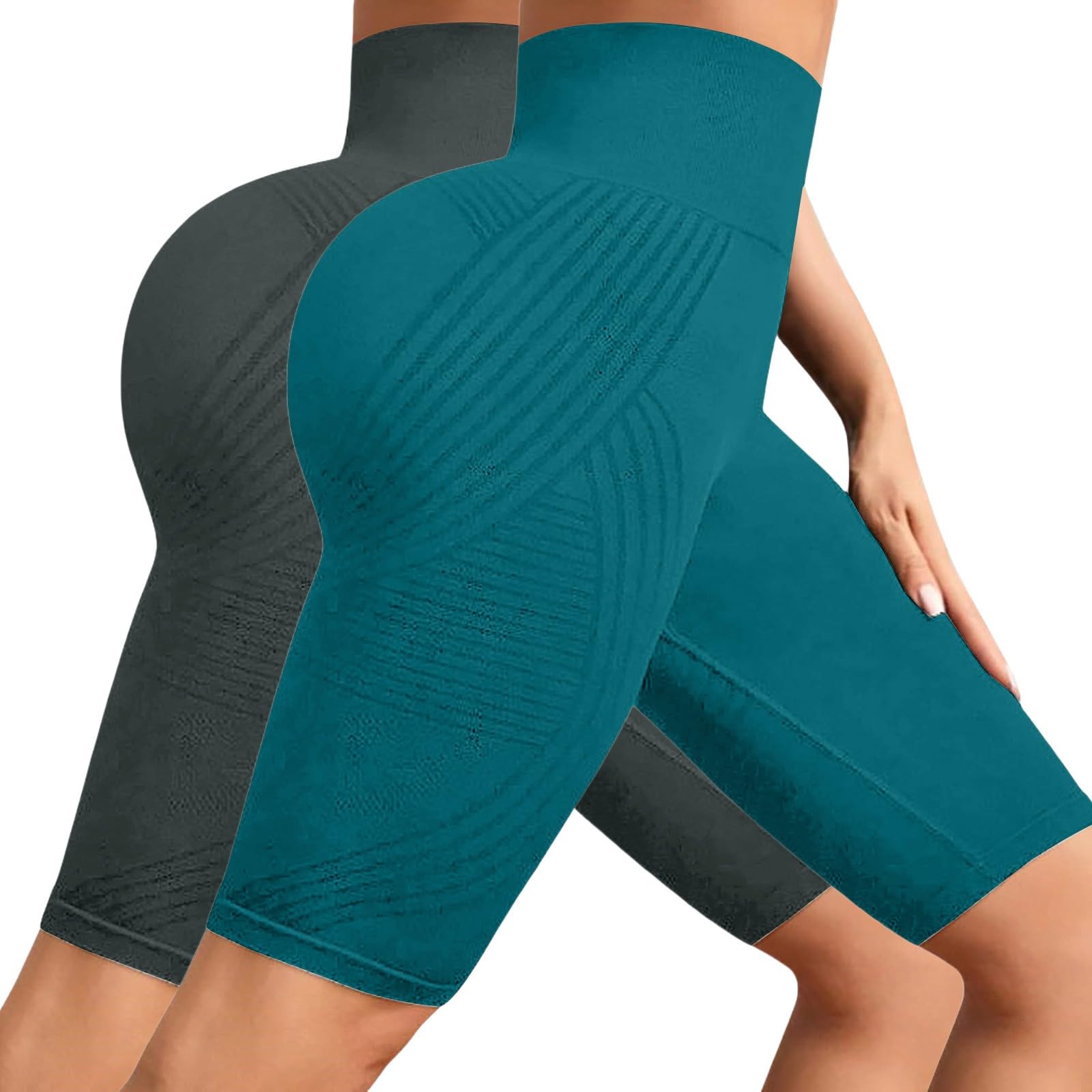 2 Pack Leggins 3D Anticelulitico Corto Original, Cuerpo Anticelulitis Push Up Cortas Leggins Cintura Alta Elásticos Transpirables Mallas de Compresión para la Celulitis