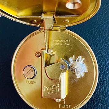 Creative Pressed Powder Retro Lighter Handmade Brass Compact Round Semi-Automatic Kerosene Lighter Mechanical Gasoline Lighter Gift for Women