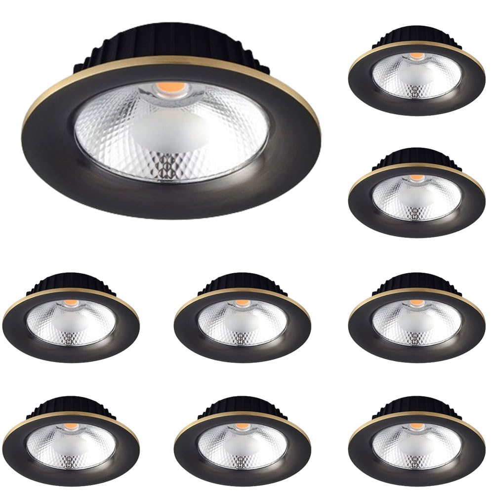 ASerZenith 3.9-Inch Led Recessed Lights - 3 Cct Eyeball Ceilling Potlight, 9 Pack Dimmable Recessed Lights Fixture With 3-Cct 3000K/4000K/6000K Dimmable, 7W Led Recessed Downlight,Black