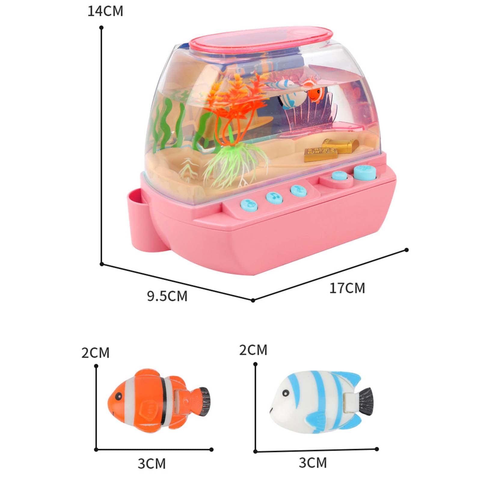 Aquarium Giocattolo Pesci Cartone Musica Luci Decorativo Interattivo Adatto per Bambini Apprendimento E Gioco Casalingo, Rosa