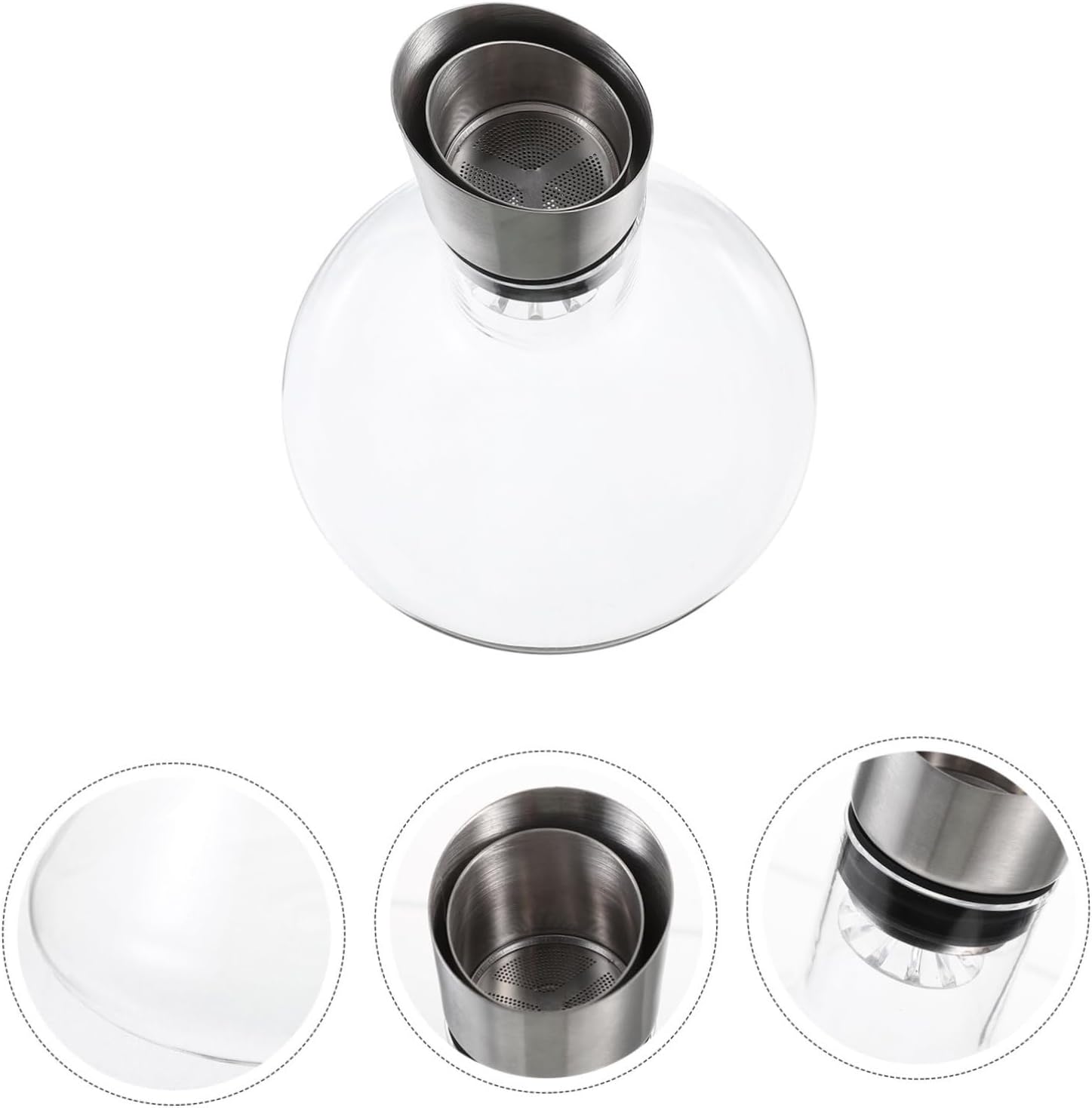 Fast Aeration Glass Wine Decanter with Large Opening and Pourer Design Space Saving Clear Liquor Dispenser for Enhanced Oxygen Contact and Smooth Pouring