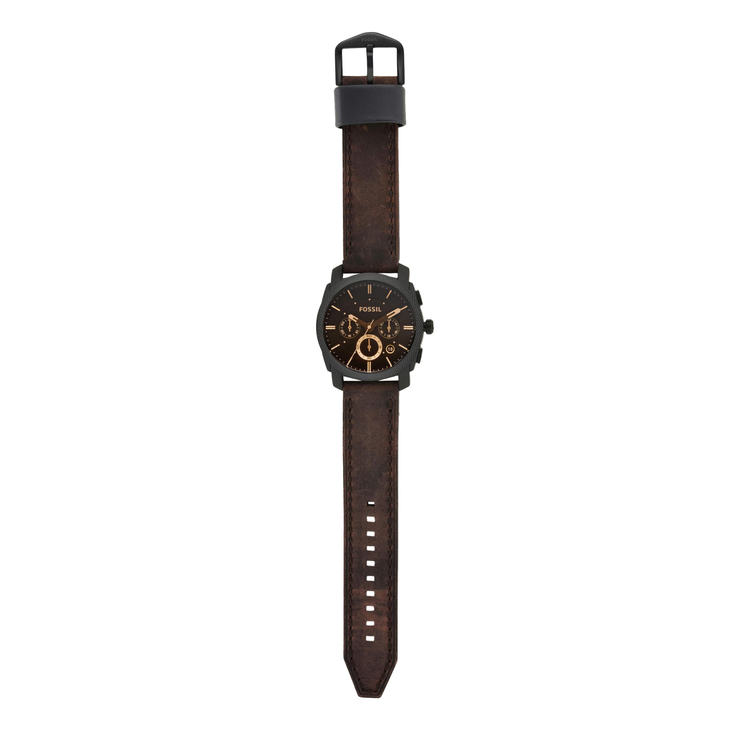 Fossil męski zegarek Machine, 42 mm, kwarcowy mechanizm z chronografem, pasek ze stali szlachetnej lub skóry