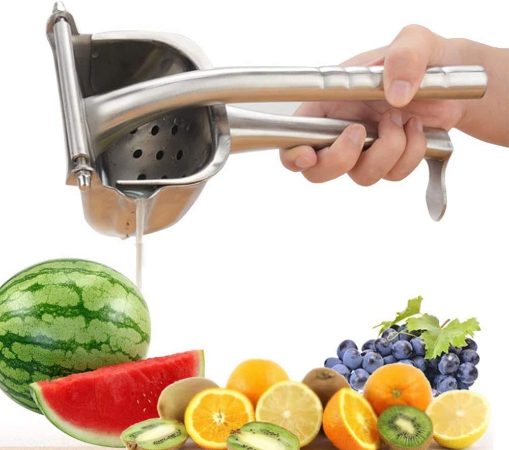 Wyciskacz do cytryn ze stali nierdzewnej, ręczna wyciskarka do cytrusów limonkowych, wysokiej jakości zagęszczona ręczna sokowirówka kuchenna ze stali nierdzewnej, trwała i zdrowa, srebrna
