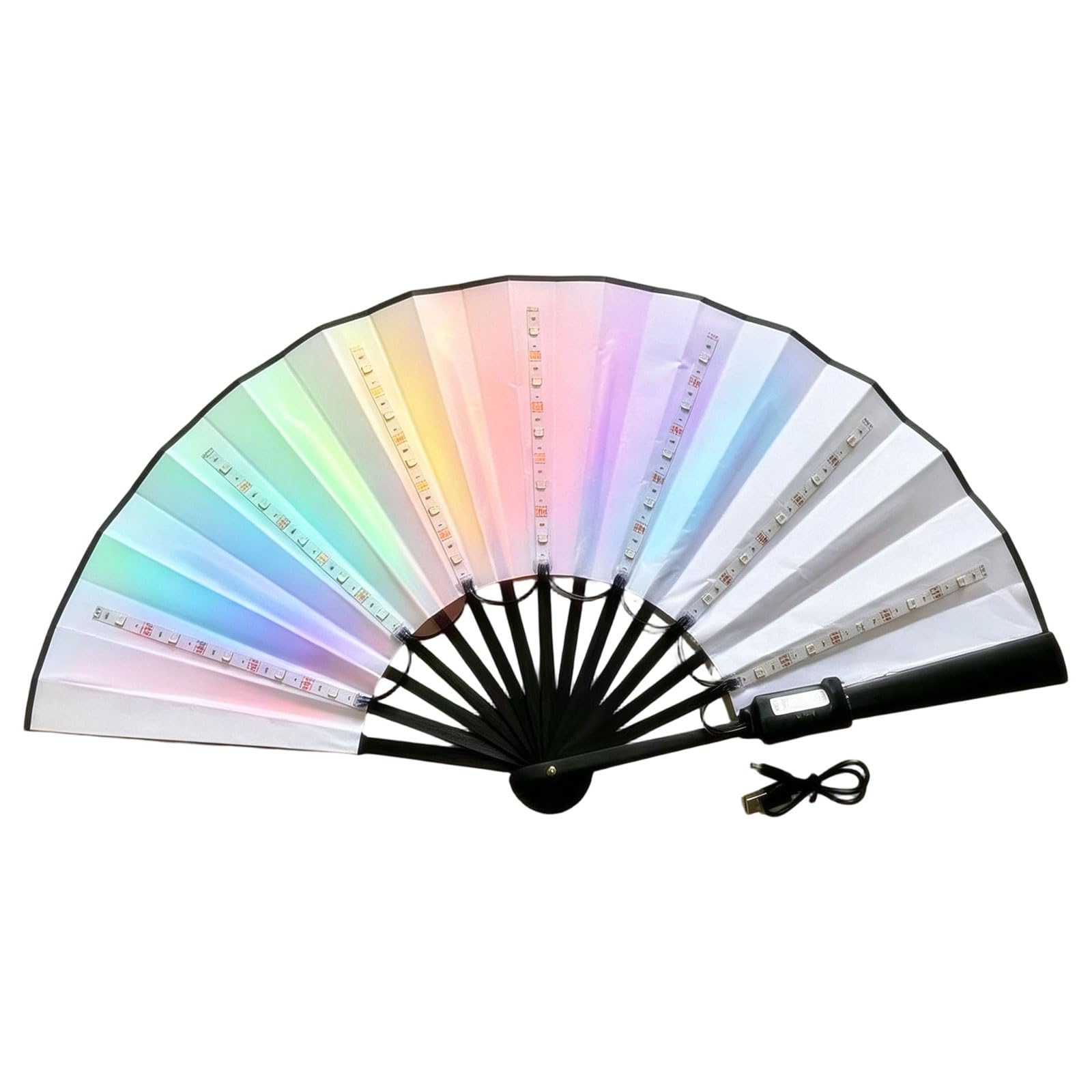 SHINLHUA Rechargeable Wooden LED Hand Fan Suitable for Themed Gatherings and Festivals Multicolor Party Fan