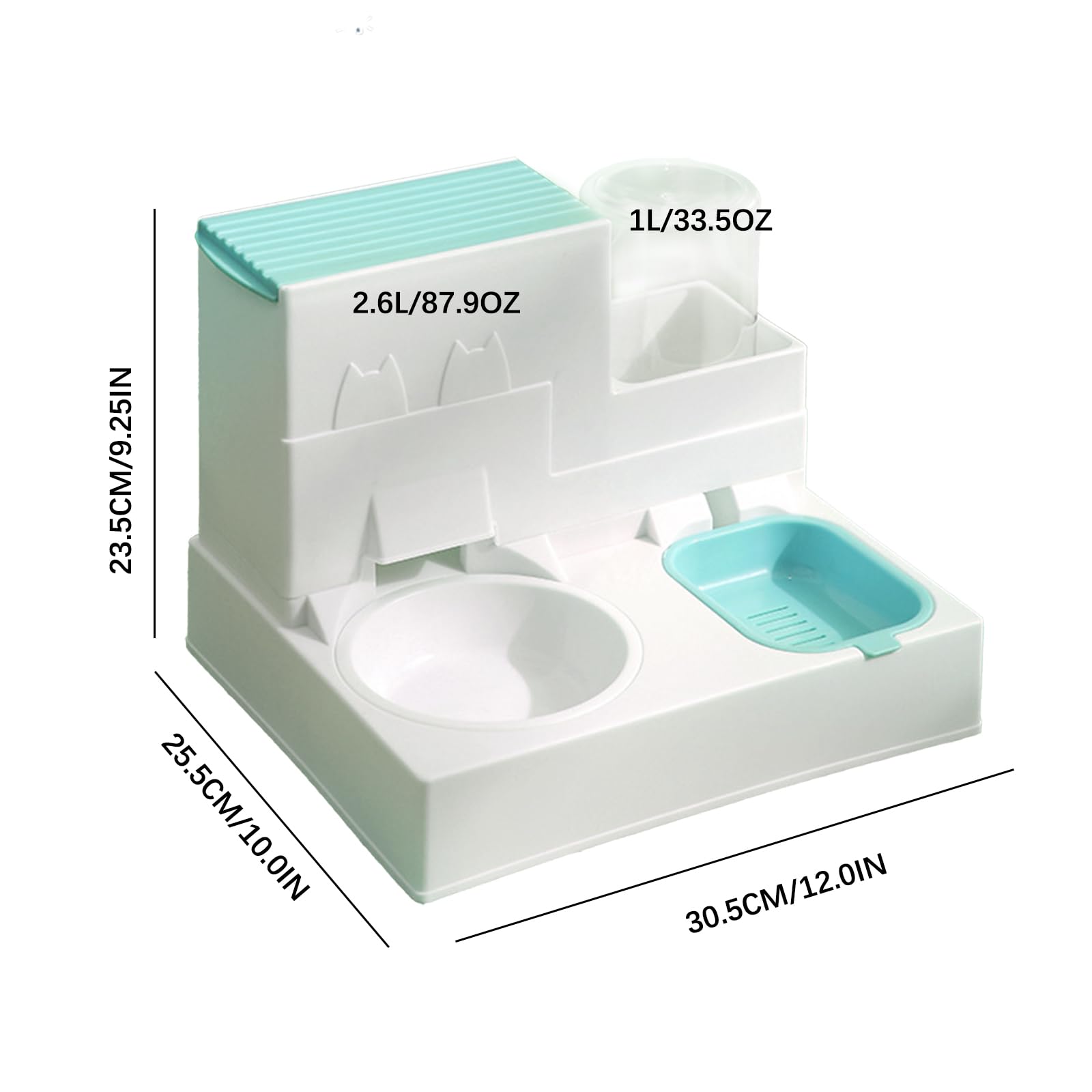 Dispensador de croquetas para gatos, dispensador automático de alimentos por gravedad, con cuenco de comida para animales, fácil de limpiar, fácil de limpiar (A azul)