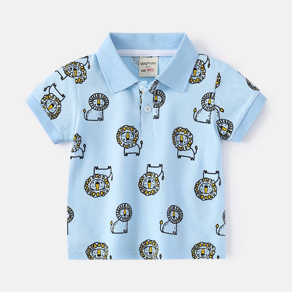 Camisetas de Polo para niños de 2 a 6 años con Dibujos Animados de Dinosaurios de 3 Paquetes de Camisetas de Manga Corta, Azul+Blanco+Raya