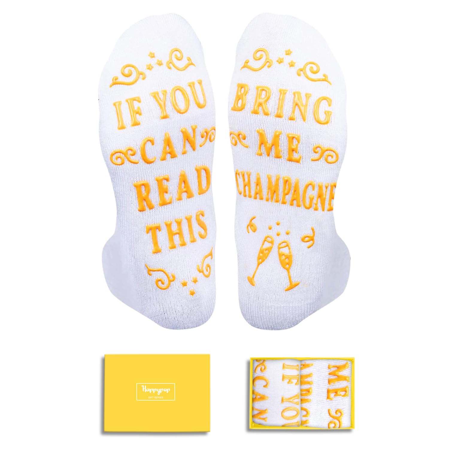 HAPPYPOP Funny Drink Socks for Men - Bourbon Whiskey Gifts, Champagne Gift for Women Drinker