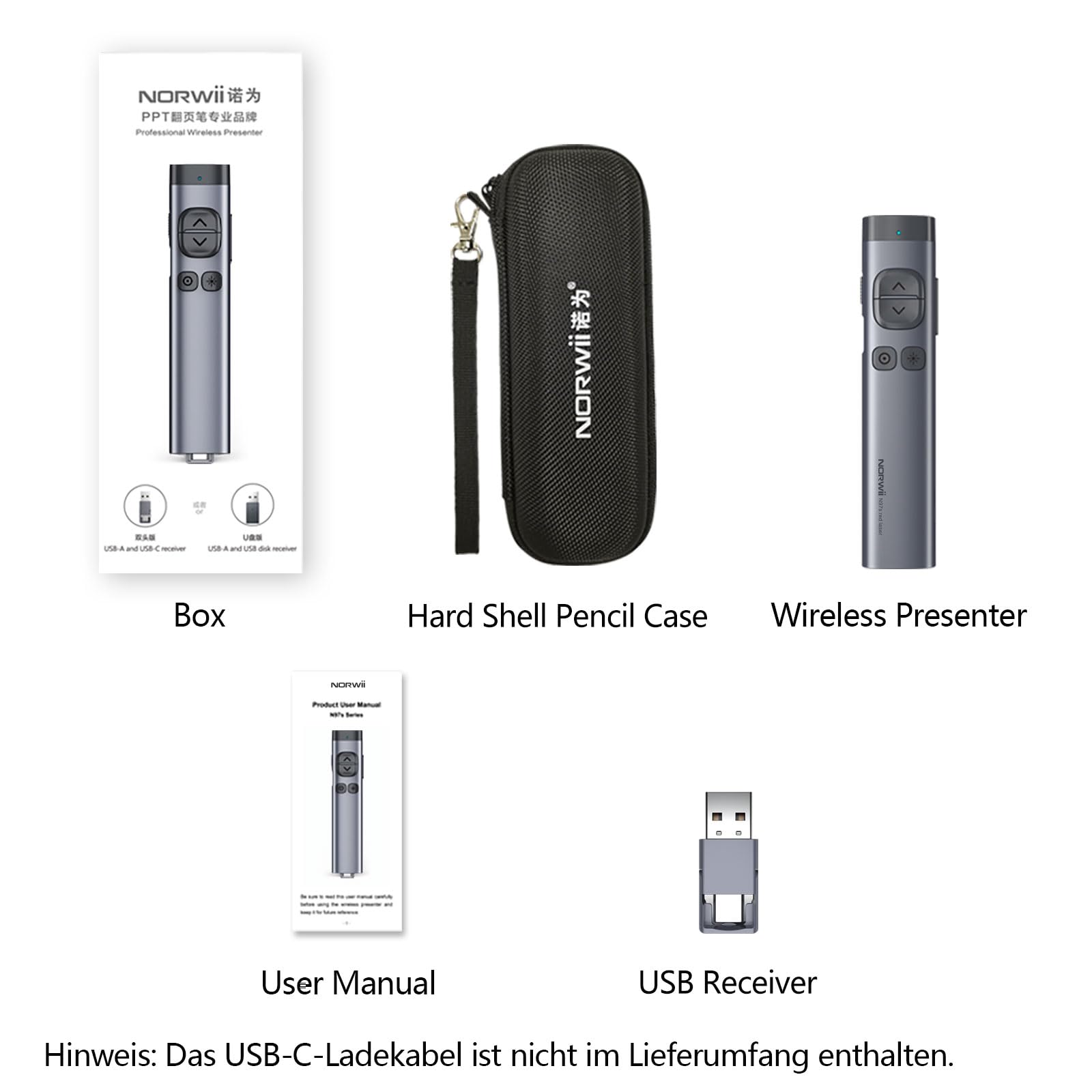 Norwii N97 TV Bildschirm Präsentation Clicker für Powerpoint Präsentationen, Powerpoint Clicker, Präsentation Rremote, Bluetooth Wireless Presenter, Digital Pointer für TV Bildschirm