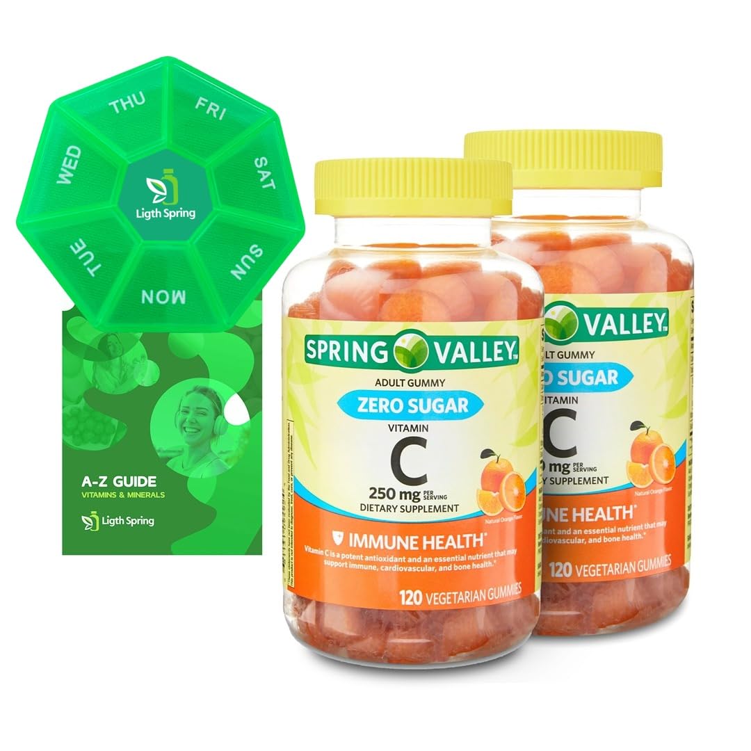 Zero Sugar Vitamin C Gummies Dietary Supplement, 250 mg, 120 Ct (2 Pack) Bundle with Exclusive Vitamins & Minerals - A to Z -Better Ligth&Spring Guide