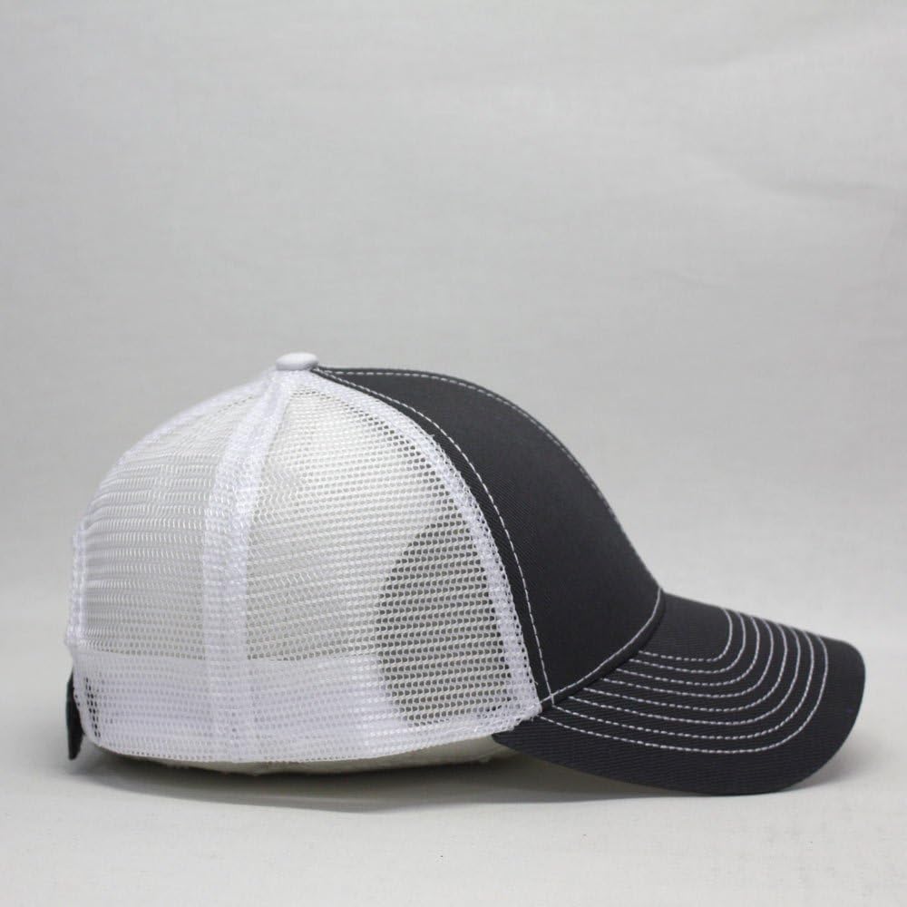 The Vintage Year Plain Two Tone Cotton Twill Mesh Adjustable Trucker Baseball Cap - Image 5