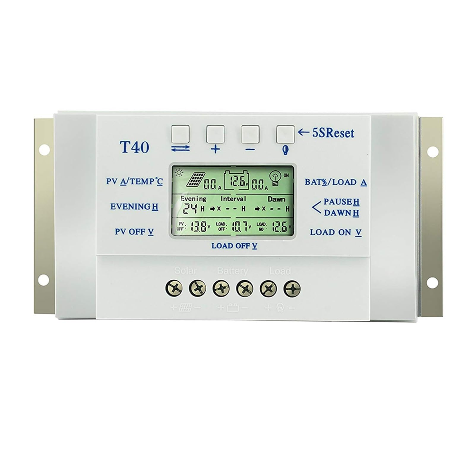 Mando de cargador Solar for de iluminación, regulador de batería de Panel Solar T20 T30 T40, 20A, 30A, 40A, 12V/24V, MPPT automático, pantalla LCD(40A)