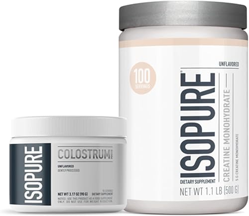 Vista 10 de Isopure Monohidrato de creatina en polvo 100% puro, sin azúcar, sin sabor, 0.18 oz de monohidrato de creatina por porción, 1.1 libras, 100 porciones